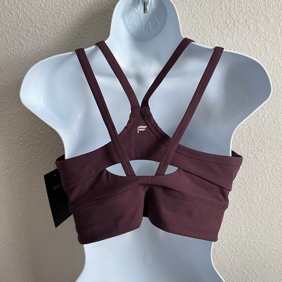 New Fabletics Principal Longline Medium Impact Sport Bra Women's M Dark Red Pad - Picture 2 of 4